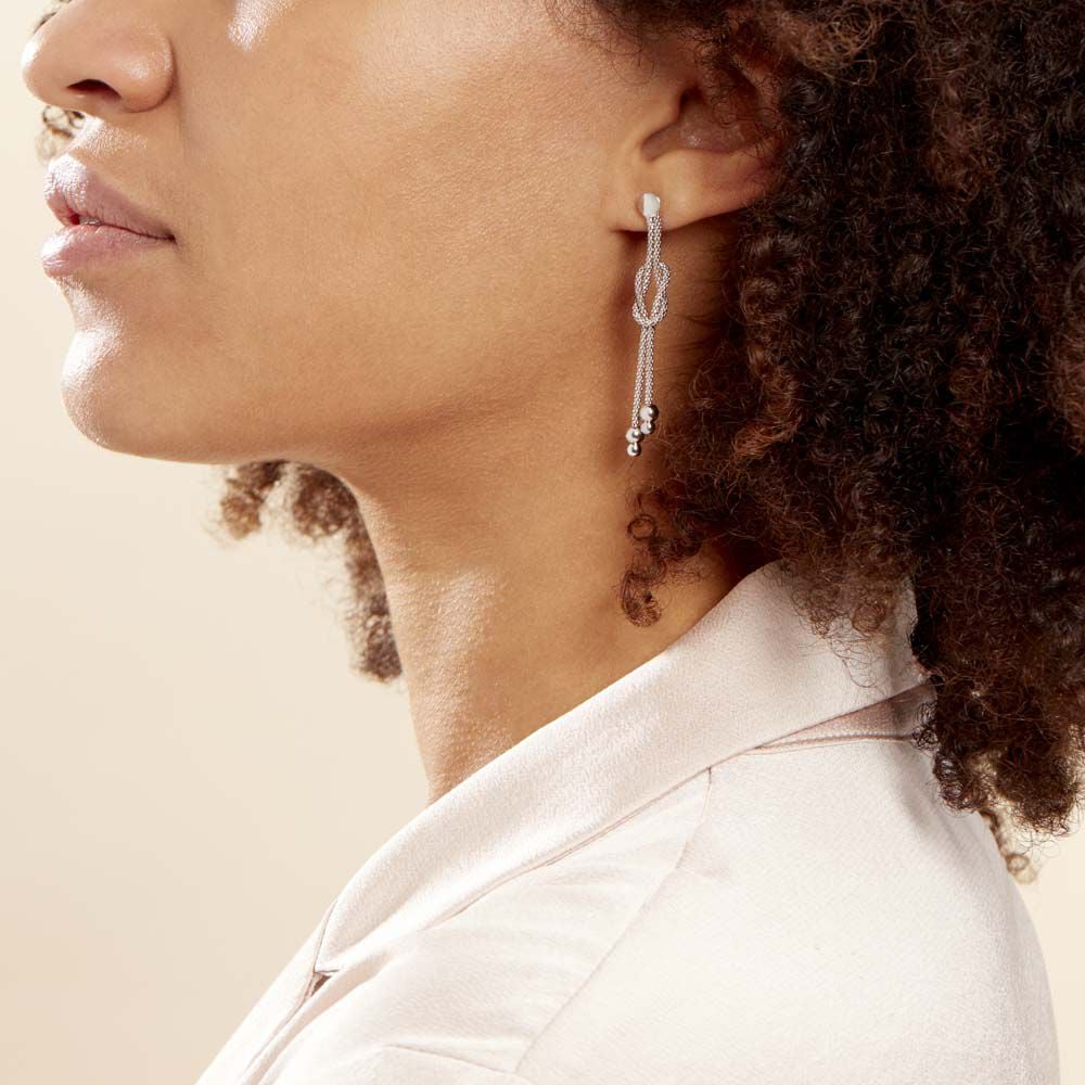 Boucles D'oreilles Longues Vintage Argent Cristal Fantaisie – Lot De 1