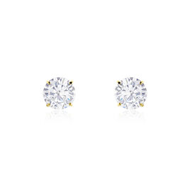 Boucles D'oreilles Puces Or Jaune Katherina Oxyde De Zirconium - Clous d'oreilles Femme | Histoire d’Or