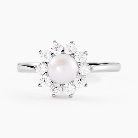 Bague Argent Blanc Cheri Perle De Culture Oxydes De Zirconium - Bagues solitaires Femme | Histoire d&rsquo;Or