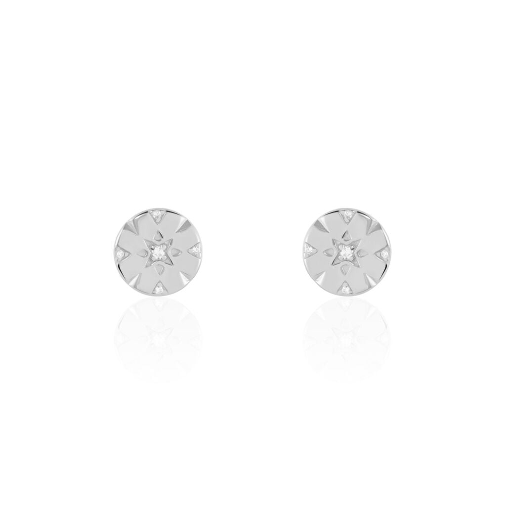Boucles D'oreilles Puces Erinna Argent Blanc Oxyde De Zirconium - Boucles d'oreilles fantaisie Femme | Histoire d&rsquo;Or