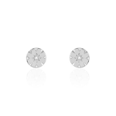 Boucles D'oreilles Puces Erinna Argent Blanc Oxyde De Zirconium - Boucles d'oreilles fantaisie Femme | Histoire d&rsquo;Or