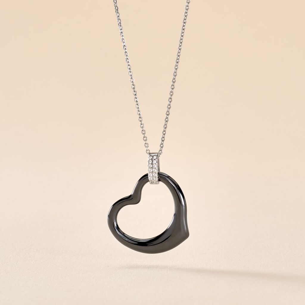 Collier Pam Argent Blanc C&eacute;ramique Et Oxyde De Zirconium - Colliers fantaisie Femme | Histoire d&rsquo;Or