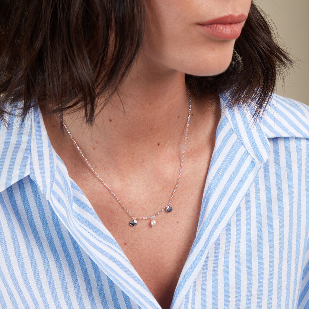 Collier Shehla Argent Blanc Perle De Culture - Colliers fantaisie Femme | Histoire d’Or
