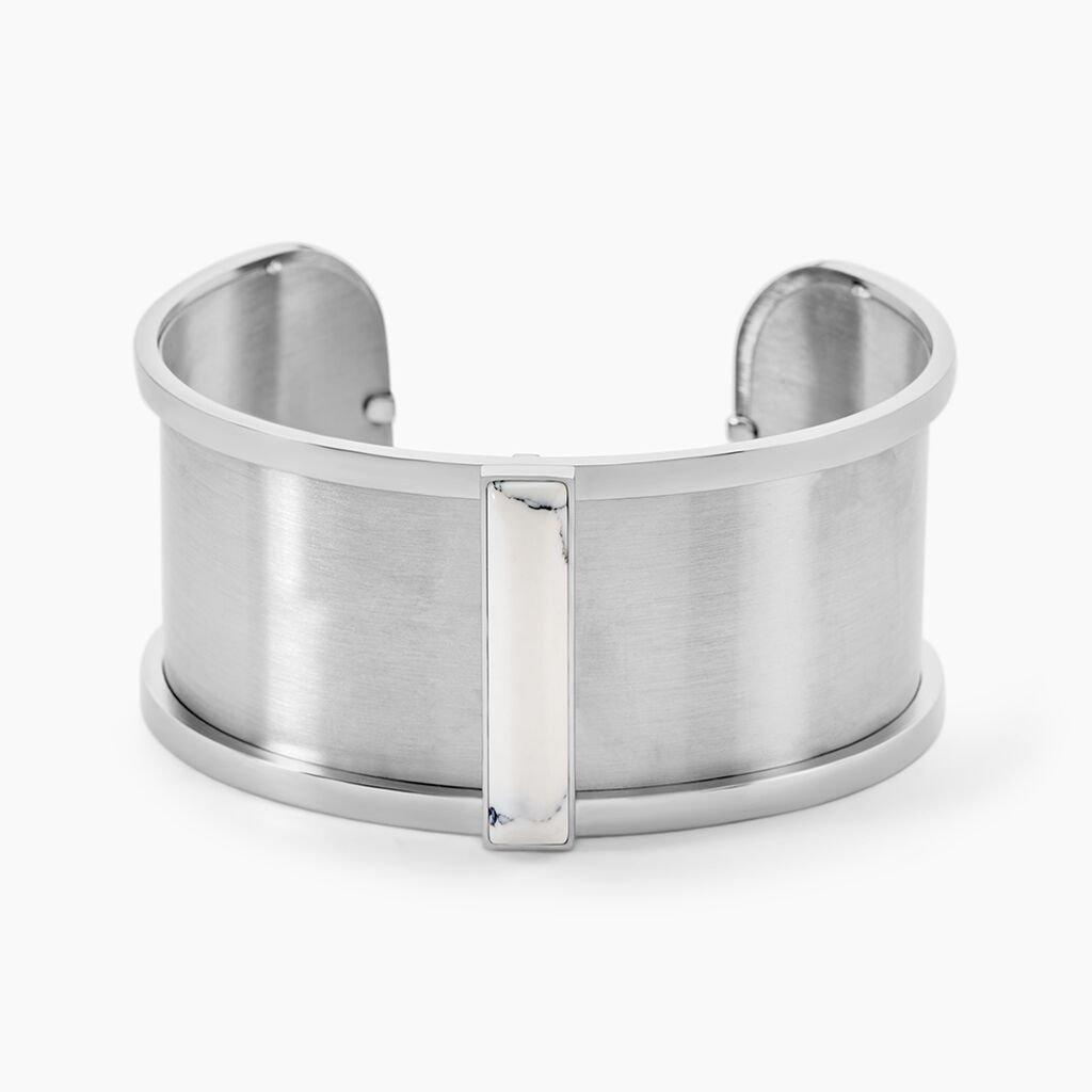 Bracelet Jonc Melvyna Acier Blanc Pierre De Synthese - Bracelets joncs Femme | Histoire d&rsquo;Or