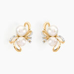 Boucles D'oreilles Puces Wandula Or Jaune Perle De Culture Et Diamant - Clous d'oreilles Femme | Histoire d&rsquo;Or