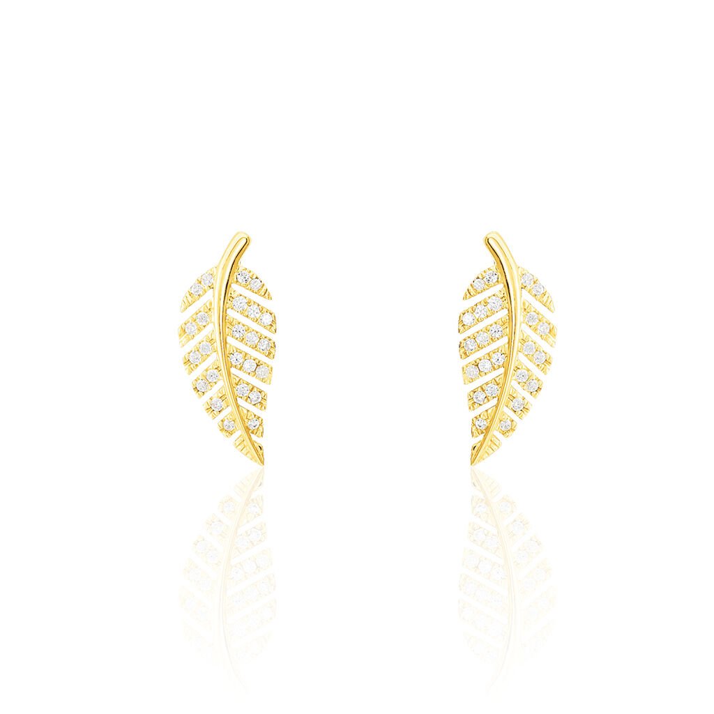 Boucles D'oreilles Puces Tourkia Or Jaune Oxyde De Zirconium - Clous d'oreilles Femme | Histoire d&rsquo;Or