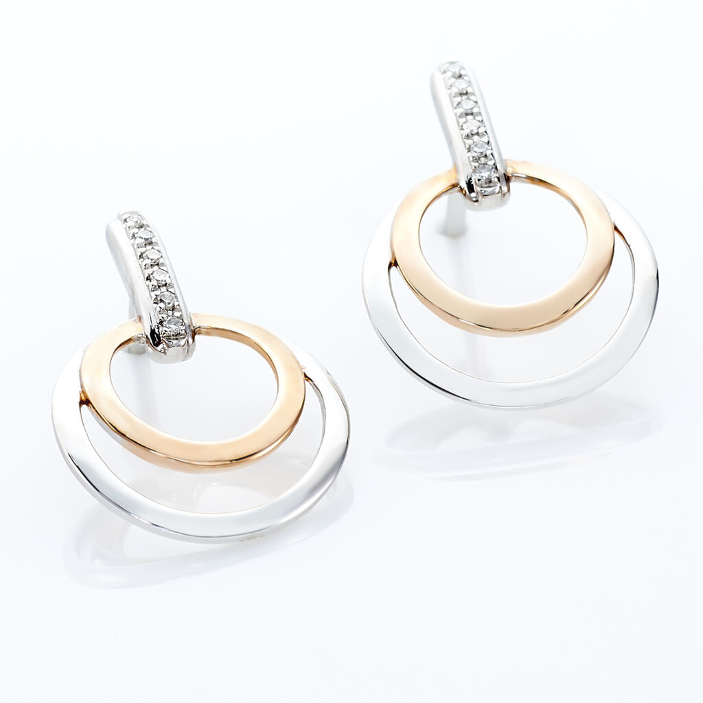 Boucles D'oreilles Pendantes Eloisia Or Bicolore Diamant - Boucles d'oreilles pendantes Femme | Histoire d’Or