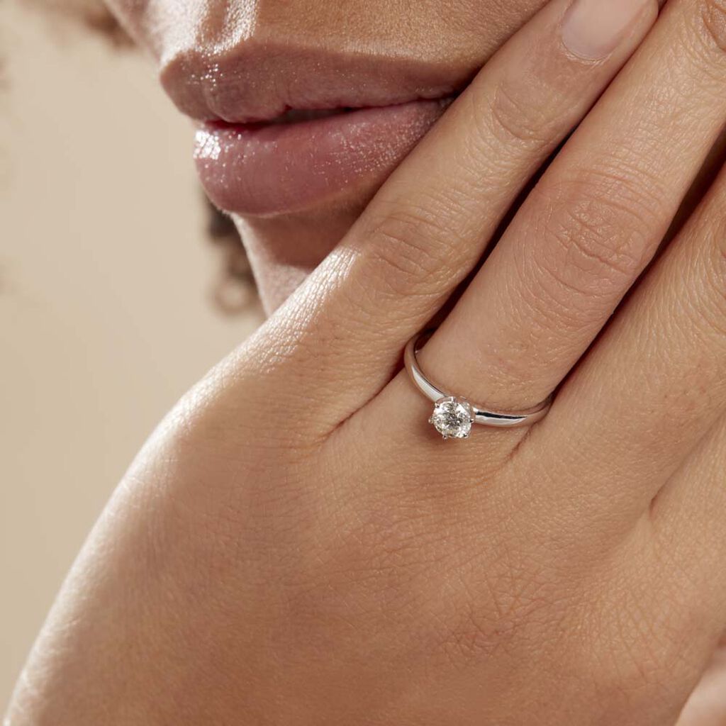 Bague Solitaire Natalia Or Blanc Diamant - Bagues solitaires Femme | Histoire d’Or