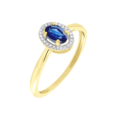Bague Or Jaune Goulwen Saphir Ovale Et Diamants - Bagues solitaires Femme | Histoire d’Or