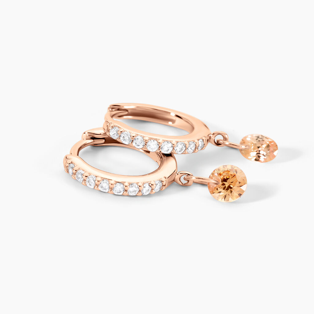 Creoles Rion Argent Rose Oxyde De Zirconium - Boucles d'oreilles cr&eacute;oles Femme | Histoire d&rsquo;Or