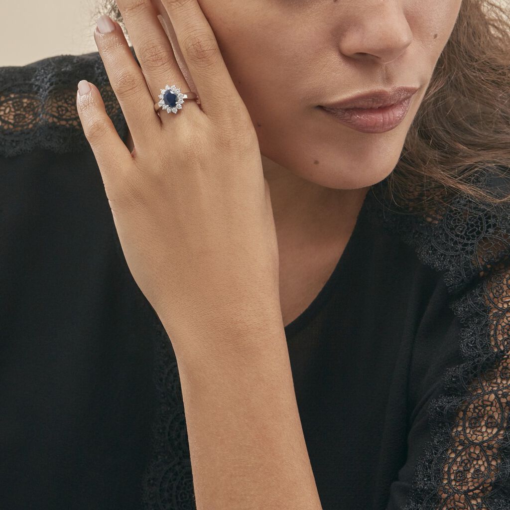 Bague Or Blanc Saphir Diamants - Bagues solitaires Femme | Histoire d’Or