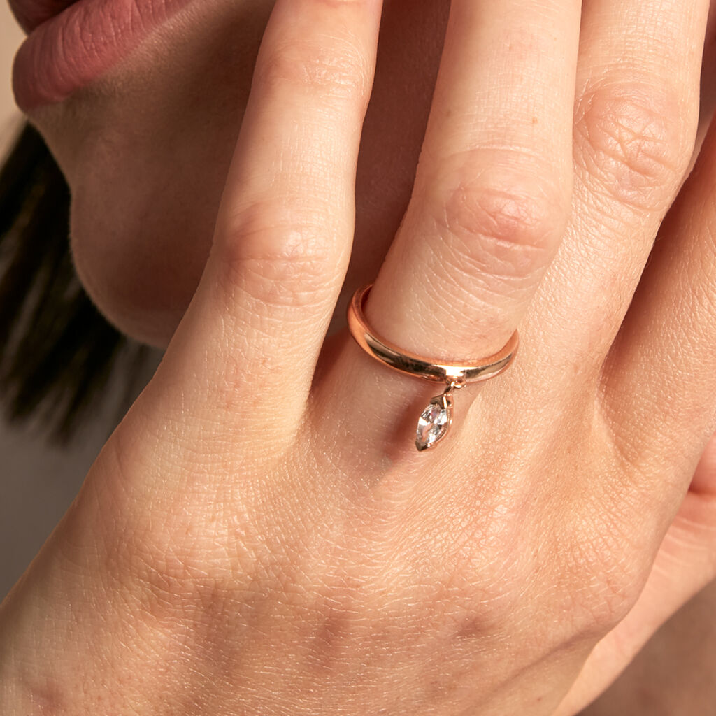 Bague Kenta Argent Rose Oxyde De Zirconium - Bagues avec pierre Femme | Histoire d’Or