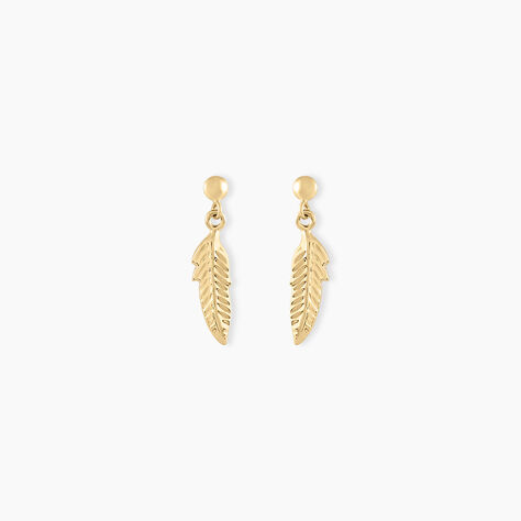 Boucles D'oreilles Pendantes Bartolomea Feuille Or Jaune - Boucles d'oreilles pendantes Femme | Histoire d’Or