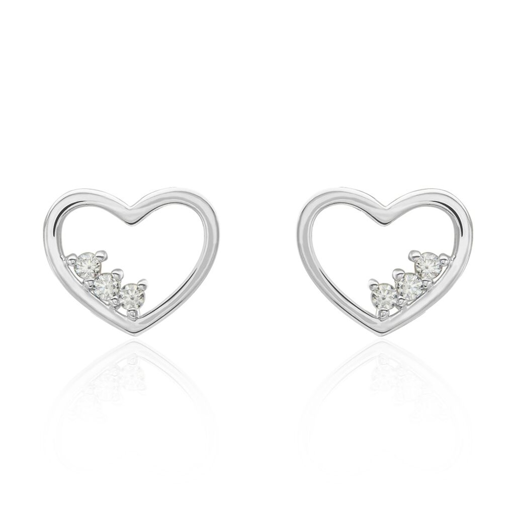 Boucles D'oreilles Puces Argent Blanc Shelan Oxydes De Zirconium - Boucles d'oreilles fantaisie Femme | Histoire d’Or