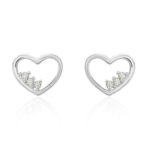 Boucles D'oreilles Puces Argent Blanc Shelan Oxydes De Zirconium - Boucles d'oreilles fantaisie Femme | Histoire d’Or