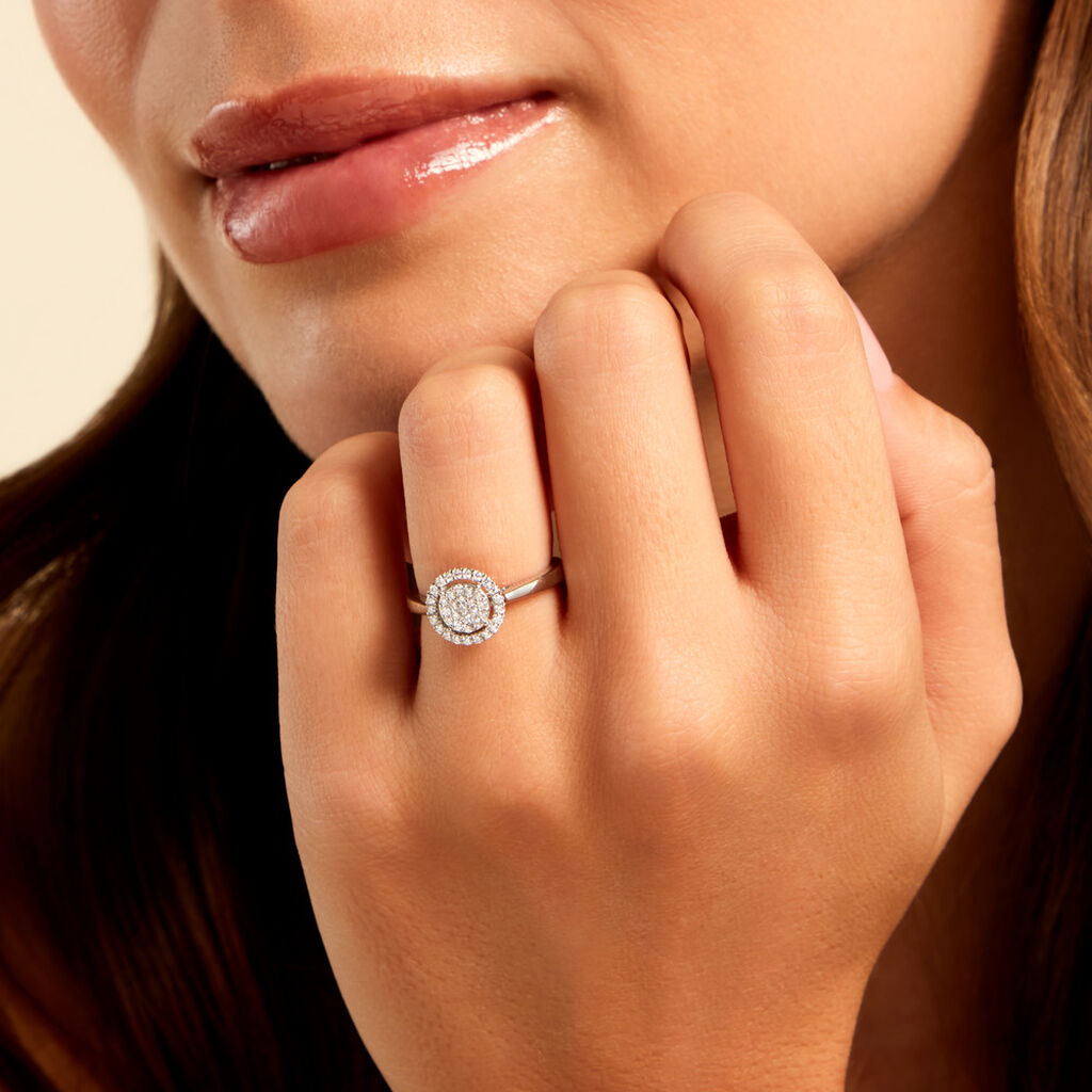 Bague Nawra Platine Blanc Diamant Synth&eacute;tique - Bagues avec pierre Femme | Histoire d&rsquo;Or