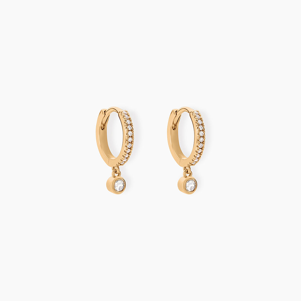 Creoles Dili Plaqué Or Oxydes De Zirconium - Boucles d'oreilles créoles Femme | Histoire d’Or