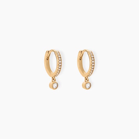 Creoles Dili Plaqué Or Oxydes De Zirconium - Boucles d'oreilles créoles Femme | Histoire d’Or
