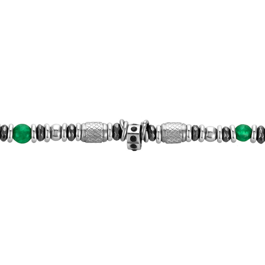 Bracelet Cliff Acier Gris Aventurine Hématite Oxyde De Zirconium - Bracelets Homme | Histoire d’Or