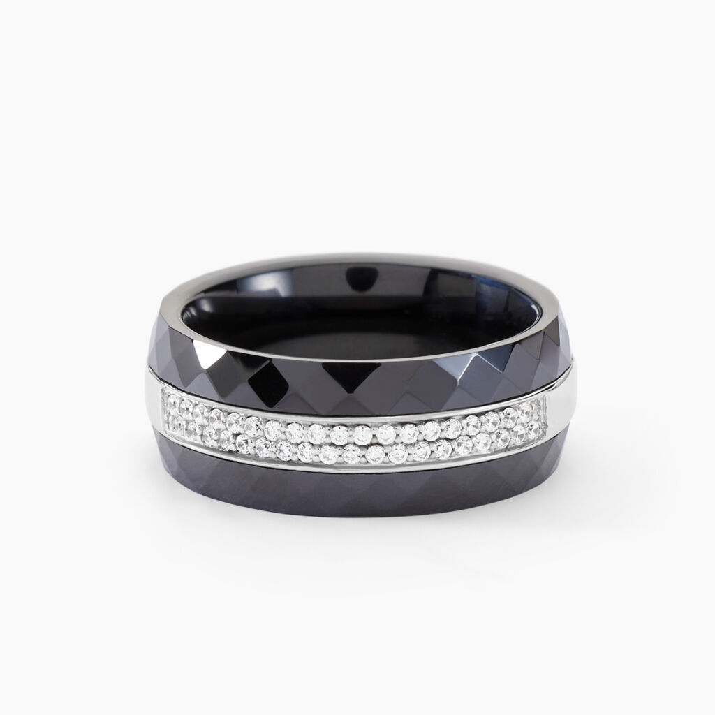 Bague Ceramik Design Argent Blanc Oxyde De Zirconium Et C&eacute;ramique - Bagues avec pierre Femme | Histoire d&rsquo;Or
