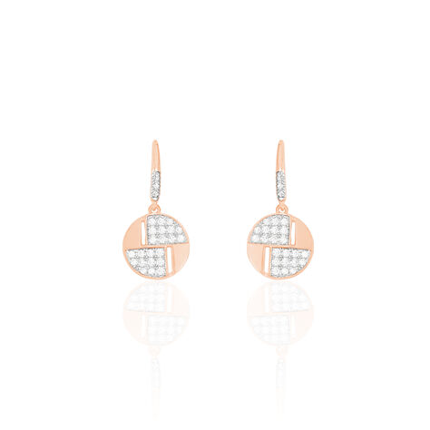 Boucles D'oreilles Pendantes Inna Or Rose Oxyde De Zirconium - Boucles d'oreilles pendantes Femme | Histoire d’Or