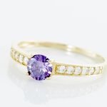 Bague Carrol Or Jaune Am&eacute;thyste Oxyde De Zirconium - Bagues solitaires Femme | Histoire d&rsquo;Or