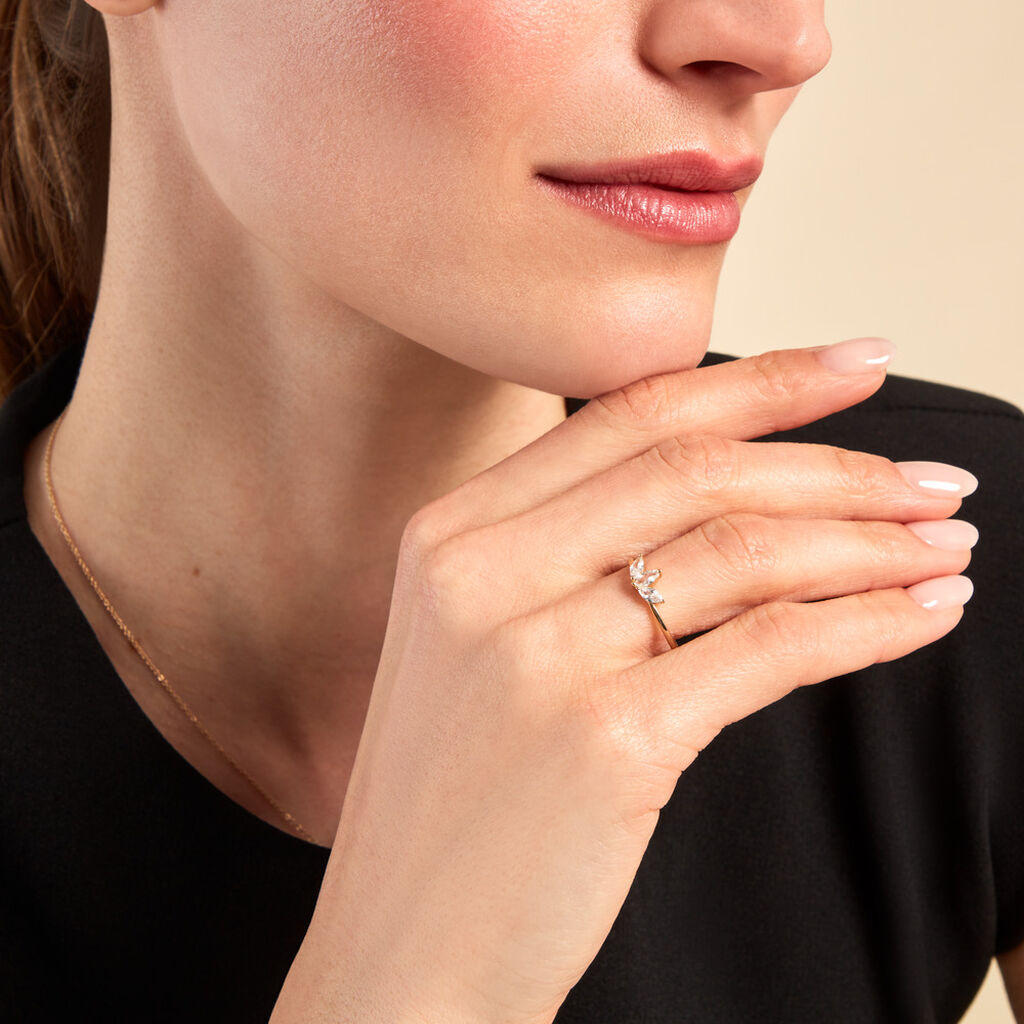 Bague Marquise Or Jaune Oxyde De Zirconium - Bagues avec pierre Femme | Histoire d’Or
