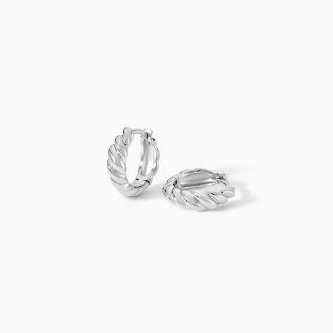 Cr&eacute;oles Croissant Argent Blanc - Boucles d'oreilles cr&eacute;oles Femme | Histoire d&rsquo;Or