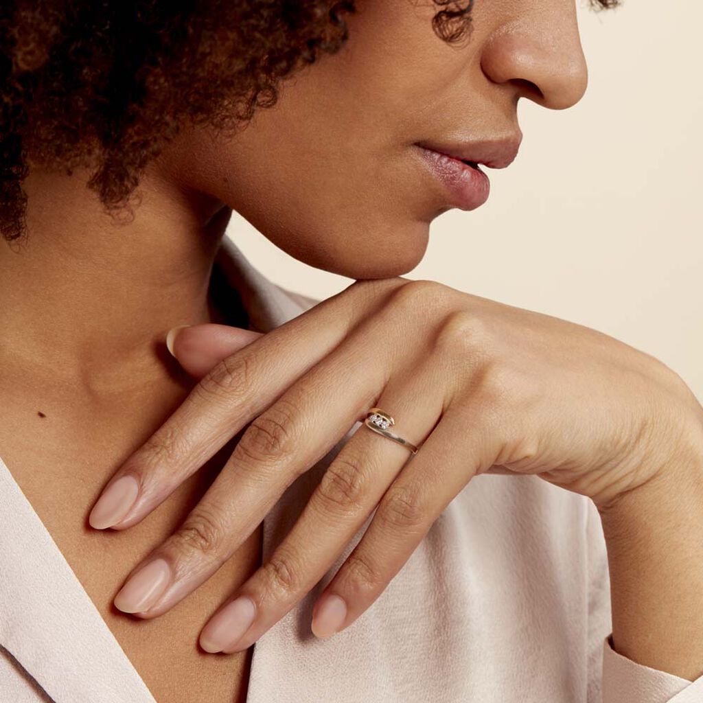 Bague Delphine Or Bicolore Diamant - Bagues avec pierre Femme | Histoire d’Or