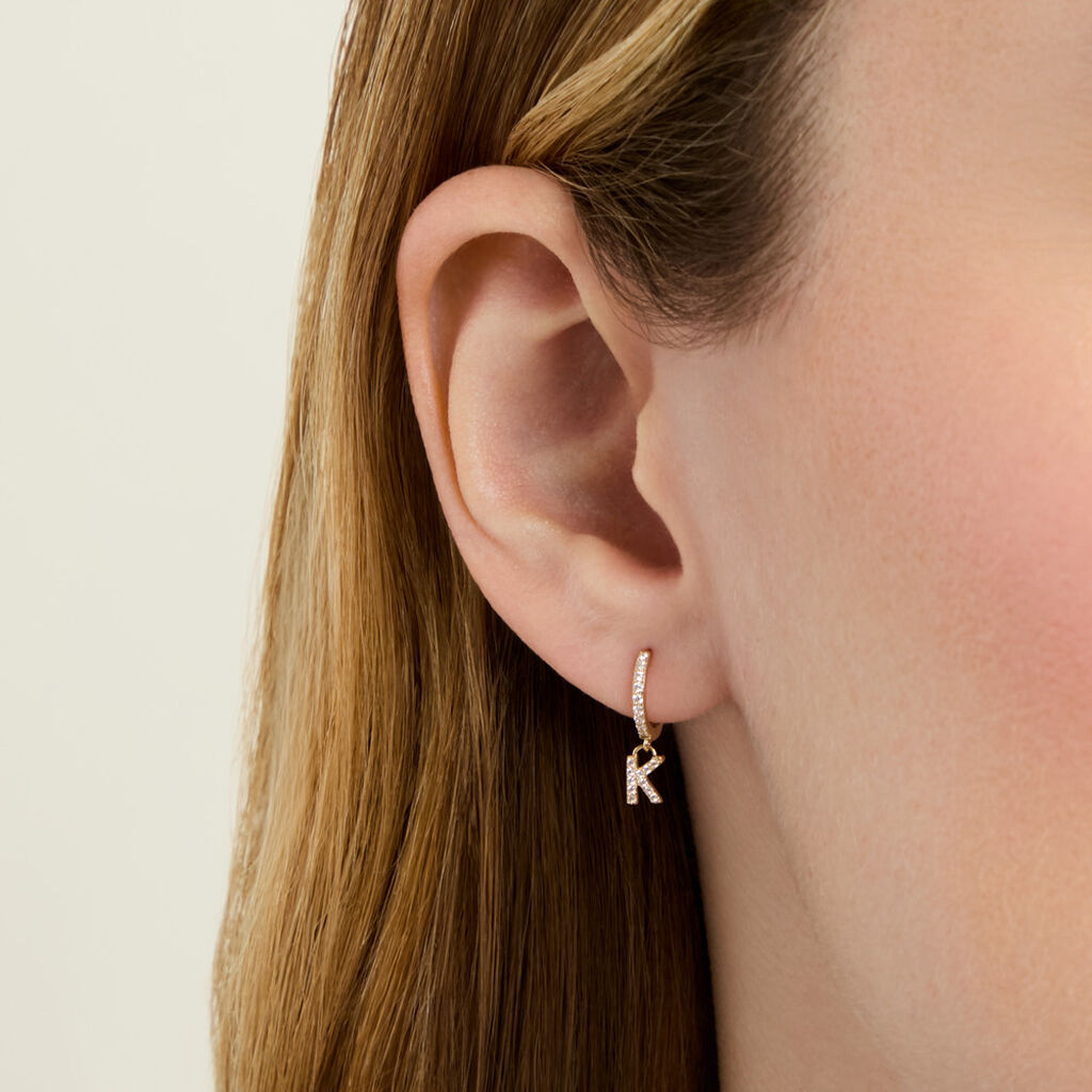Cr&eacute;ole Unitaire L&eacute;ria Or Jaune Oxydes De Zirconium - Boucles d'oreilles empierr&eacute;es Femme | Histoire d&rsquo;Or