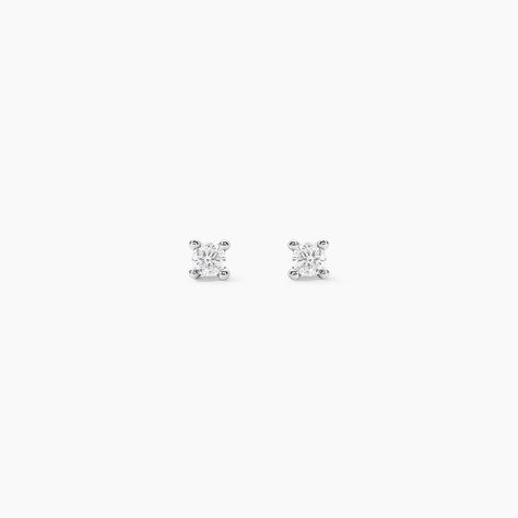 Boucles D'oreilles Puces Clavie Or Blanc Diamant - Clous d'oreilles Femme | Histoire d&rsquo;Or