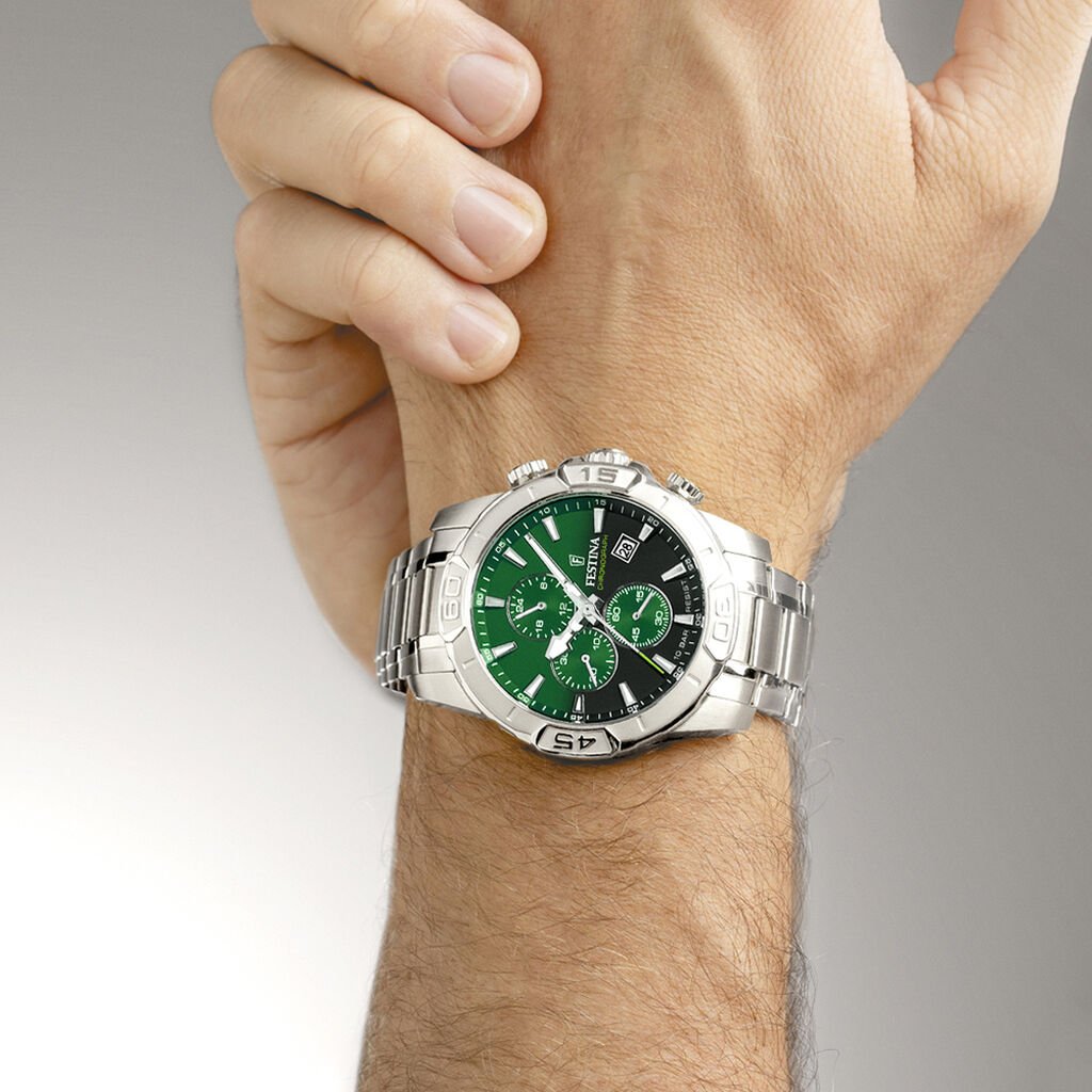 Montre Festina Timeless Chrono 45-3 Vert - Nouveautés Homme | Histoire d’Or