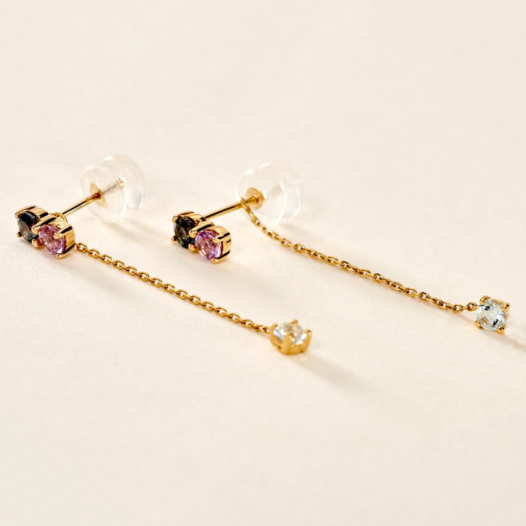 Boucles D'oreilles Pendantes Amaranta Or Jaune Topaze Am&eacute;thyste - Boucles d'oreilles pendantes Femme | Histoire d&rsquo;Or