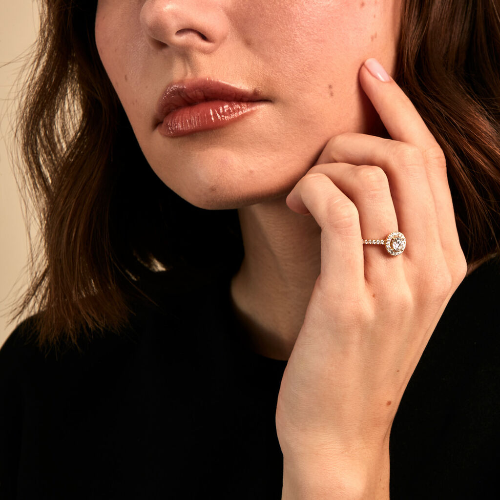 Bague Mentoura Or Jaune Diamant Synth&eacute;tique - Bagues solitaires Femme | Histoire d&rsquo;Or