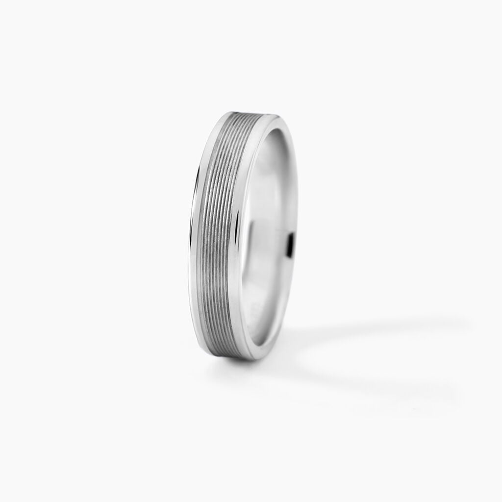 Alliance Aelyne Argent Blanc - Alliances duo Homme | Histoire d&rsquo;Or