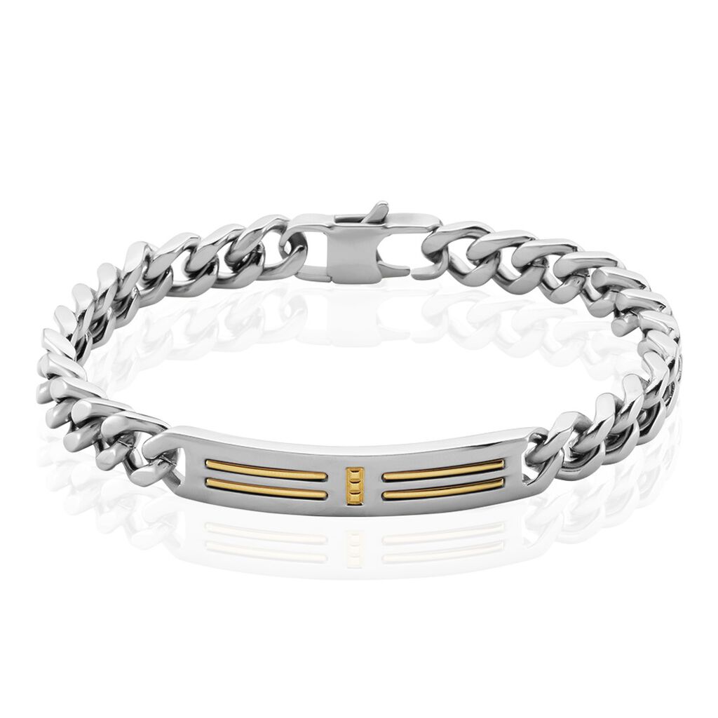 Bracelet Identité Acier Blanc Et Plaqué Or Aristocles - Bracelets Homme | Histoire d’Or