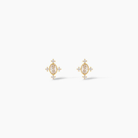 Boucles D'Oreilles Puces Nawelle Or Jaune Oxyde De Zirconium - Clous d'oreilles Femme | Histoire d&rsquo;Or