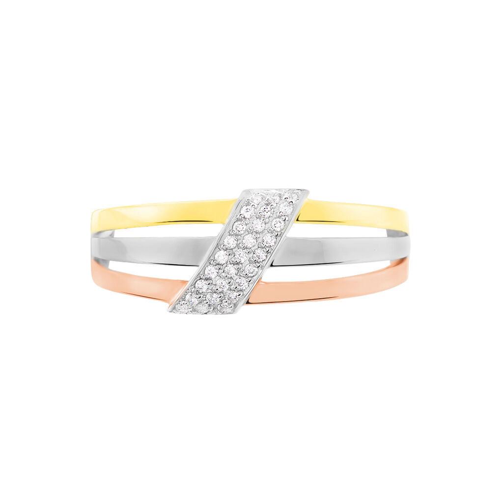 Bague Aurelianne Or Tricolore Diamant - Bagues avec pierre Femme | Histoire d’Or