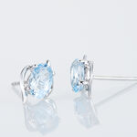 Boucles D'oreilles Puces Vrille Ovale Or Blanc Topaze - Clous d'oreilles Femme | Histoire d&rsquo;Or