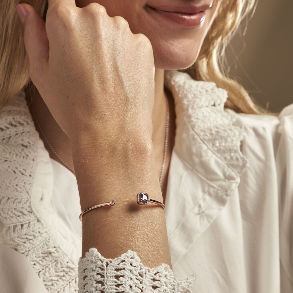 Bracelet Jonc Purple Mood Argent Rose Oxyde De Zirconium - Bracelets joncs Femme | Histoire d’Or