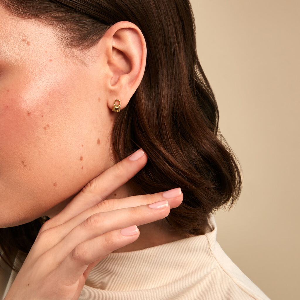 Boucles D'Oreilles Puces Forever Plaqu&eacute; Or Jaune - Boucles d'oreilles fantaisie Femme | Histoire d&rsquo;Or