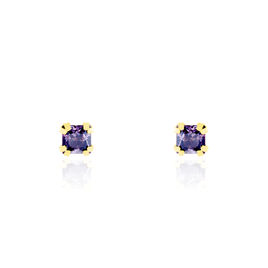 Boucles D'oreilles Puces Doreen Carre Or Jaune Oxyde De Zirconium - Clous d'oreilles Femme | Histoire d’Or
