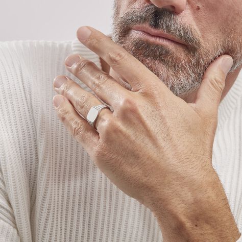 Chevalière Argent Blanc Charites - Chevalières Homme | Histoire d’Or