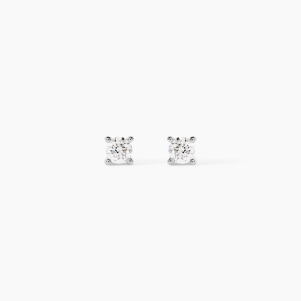Boucles D'Oreilles Puces One Or Blanc Diamants - Boucles d'oreilles pierres pr&eacute;cieuses Femme | Histoire d&rsquo;Or