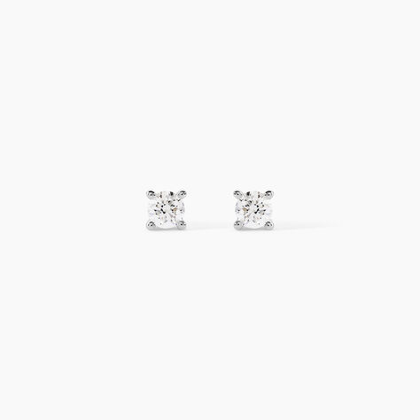 Boucles D'Oreilles Puces One Or Blanc Diamants - Boucles d'oreilles pierres pr&eacute;cieuses Femme | Histoire d&rsquo;Or