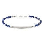 Bracelet Identit&eacute; Acier Blanc Boules Sebastino Lapis Lazuli - Gourmettes Homme | Histoire d&rsquo;Or