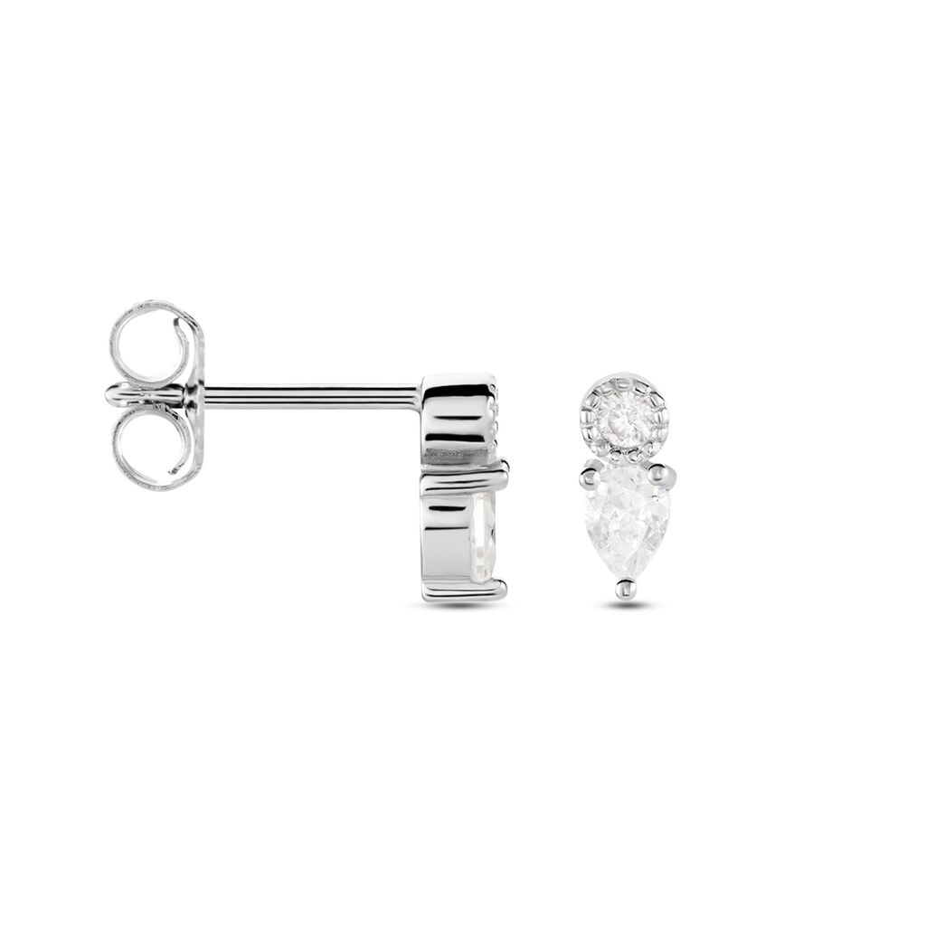 Boucles D'oreilles Puces Argent Blanc Delya Oxyde De Zirconium - Boucles d'oreilles fantaisie Femme | Histoire d’Or