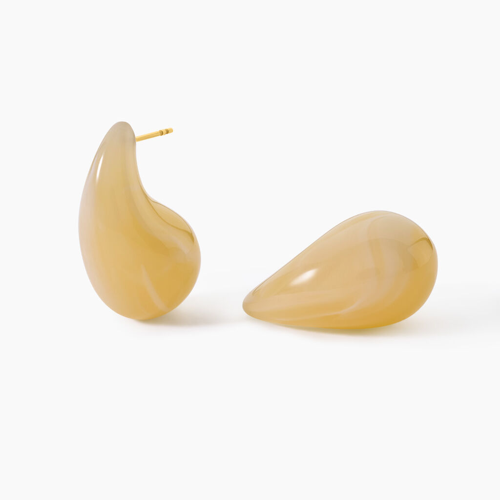 Boucles D'Oreilles Puces Doria Acier Jaune - Boucles d'oreilles fantaisie Femme | Histoire d&rsquo;Or