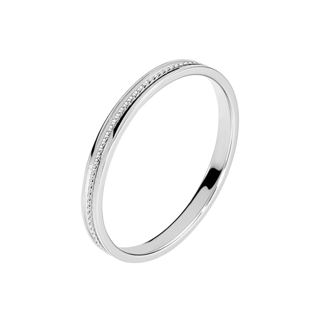 Alliance Perlee Ruban Plat Or Blanc - Alliances Unisex | Histoire d&rsquo;Or