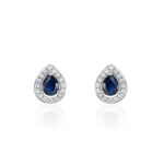 Boucles D'oreilles Puces Or Blanc Elheme Saphir - Clous d'oreilles Femme | Histoire d&rsquo;Or